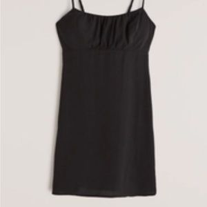 Abercrombie A-Line Ruched Slip Mini Dress Black
